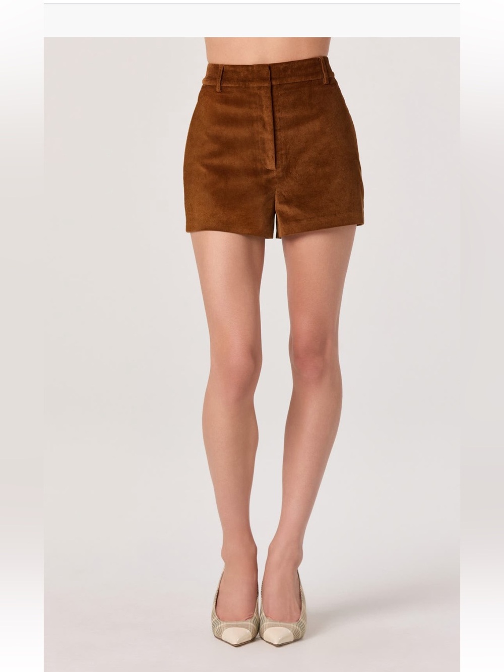 Astr Brown High-Waist Corduroy Shorts